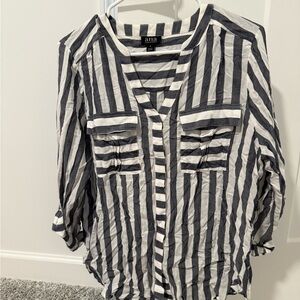 a.n.a Black and White 3/4 Sleeve Relaxed Blouse